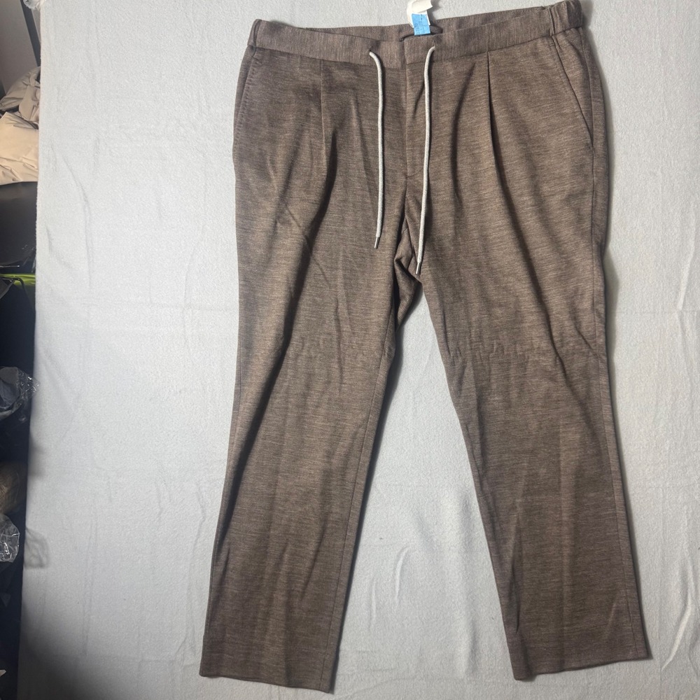 Suitsupply Ames Pleat ES Knitted Men Pants 40 Brown Excellent Wool Blend B6301